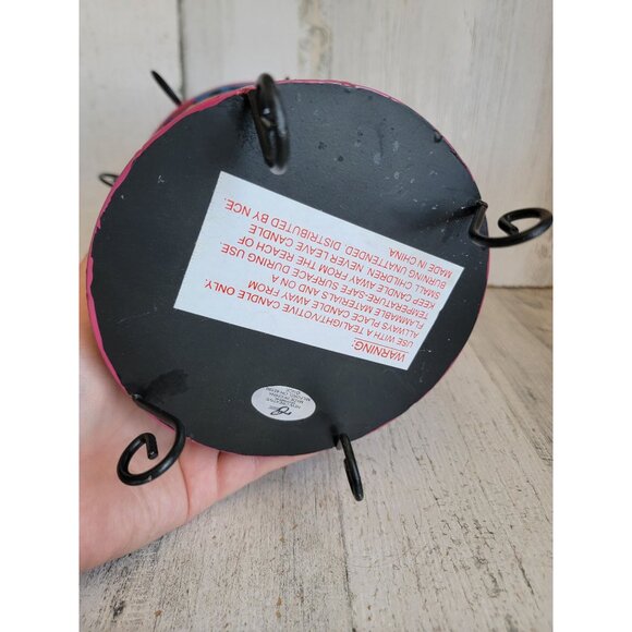 Vintage metal Halloween tea light pumpkin black cat which spider home decor cand - Picture 9 of 9